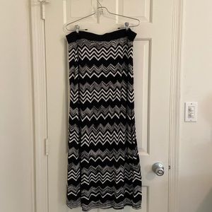 Fox Croft NYC Long Knit Skirt XL Black and White